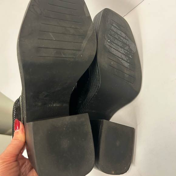 Kenneth Cole Ankle Boots Women 6 Black Chunky Amber Square Toe Pull On Y2k 90s - Picture 9 of 10